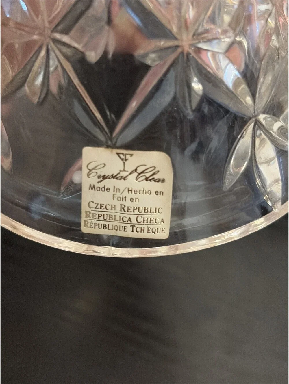 Czech Republic Clear Crystal Glass Butterfly Bell w Clapper Brand Hofbauer 4.75